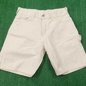 Vintage Round House Shorts Mens 30 (29) White Cotton Workwear Pockets 8 Inseam